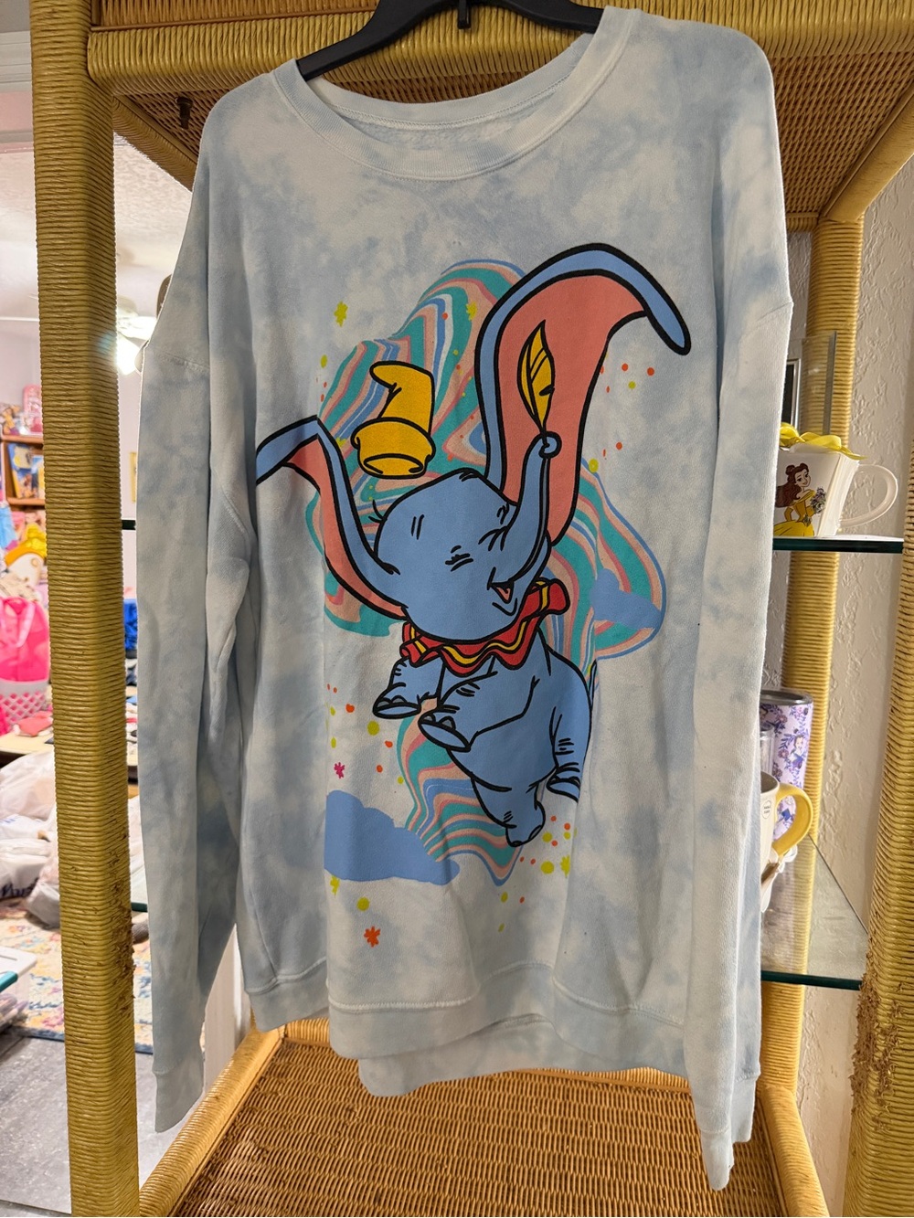 Disney Light Blue Dumbo Graphic Sweatshirt with Pink & Yellow Accents